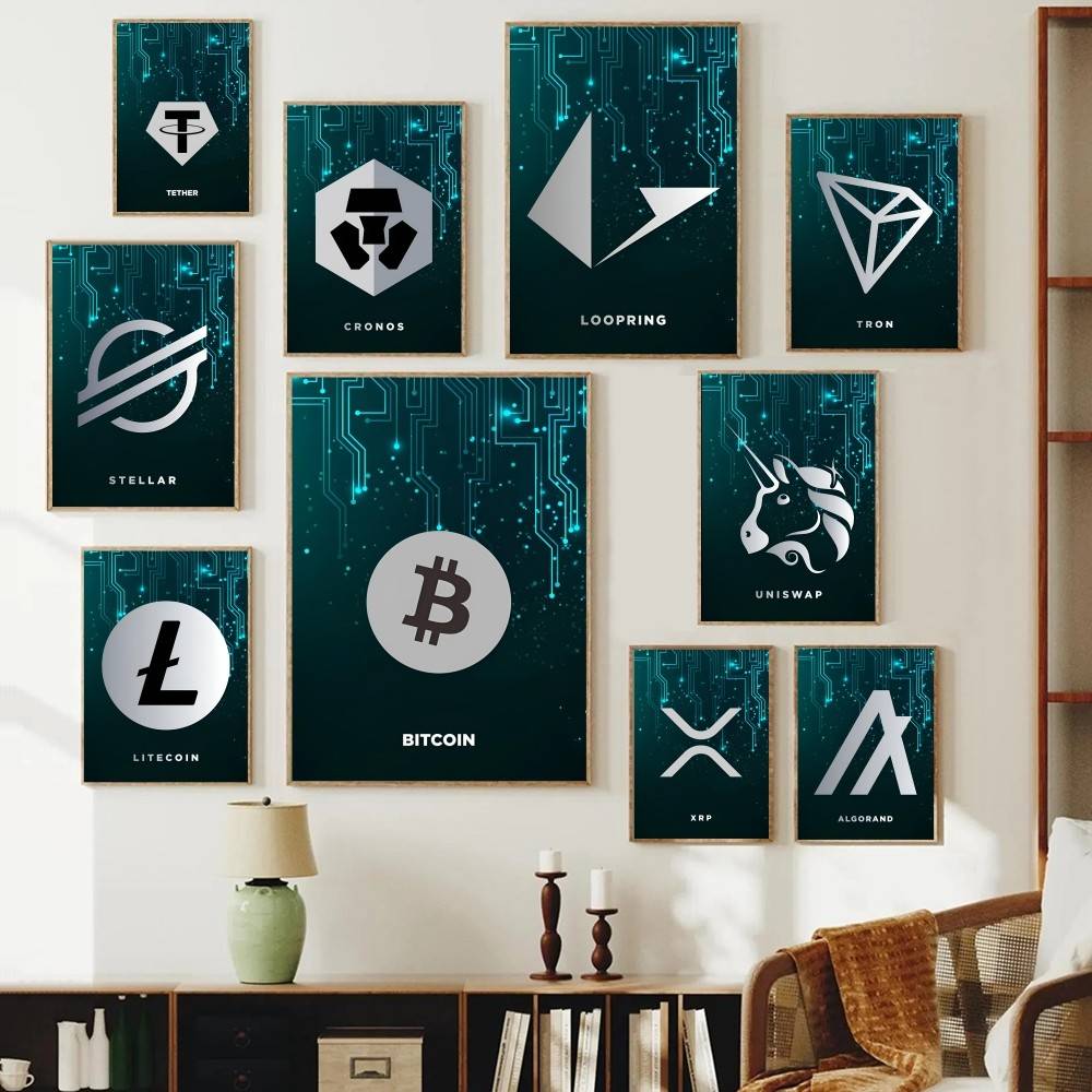 Office Print Tech - Teknoloji Devresi Kripto Sembolü Posteri Dijital